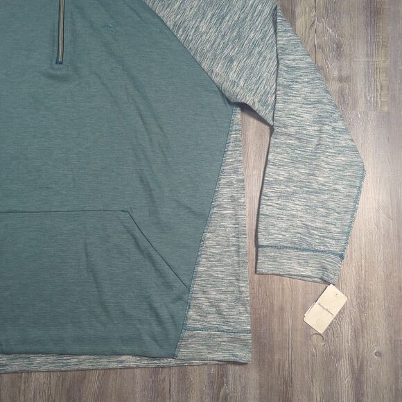 Tommy Bahama Men's XL Heather Green Pullover 1/4 Zip Sweater Sweatshirt NWT - Picture 4 of 14